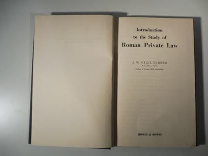 Introduction to the study of Roman Private Law - copertina