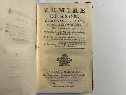 Zemire et Azor. Comedie-ballet en vers, et en quatre actes - copertina