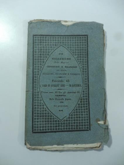 L' uomo di quarant'anni. Commedia - copertina