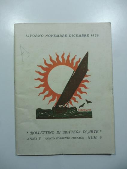 Bollettino di Bottega d'Arte, Livorno, num. 9, novembre-dicembre 1926. Mostra degli artisti napoletani - copertina