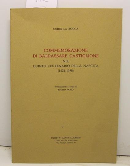 Commemorazione di Baldassare Castiglione nel quinto centenario della nascita (1478-1978) - copertina