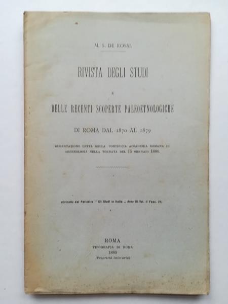 Rivista degli studi e delle recenti scoperte paleotnologiche di Roma dal 1870 al 1879 - copertina