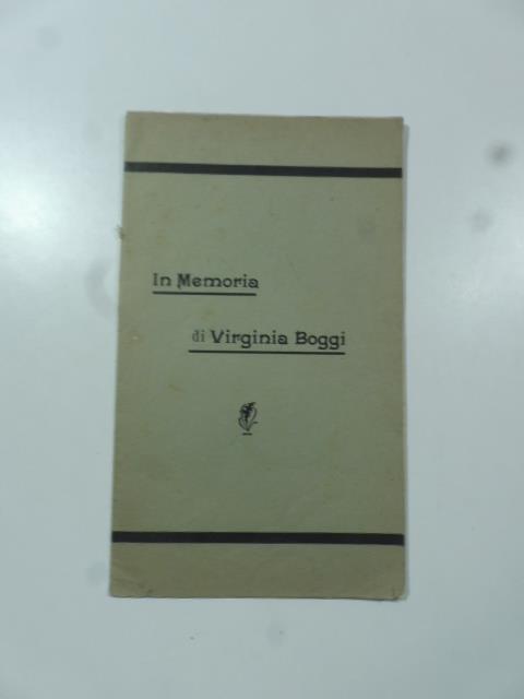 In memoria di Virginia Boggi - copertina