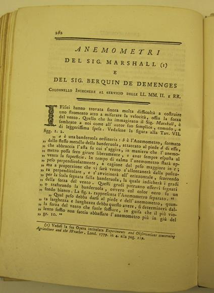 Anemometri del sig. Marshall e del sig. Berquin De Demenges.. - copertina