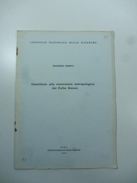 Contributo alla conoscenza antropologica dei Fulbe Bororo - copertina