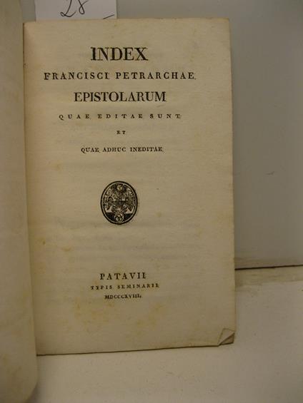 Index Francisci Petrarchae epistolarum quae editae sunt et quae adhuc ineditae - copertina