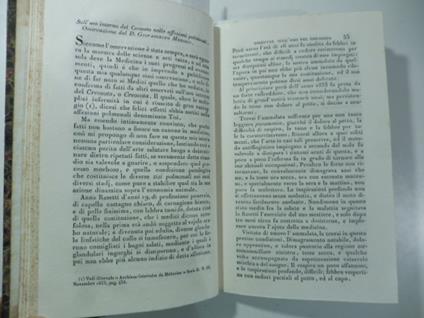 Sull'uso interno del creosoto nelle affezioni polmonali. Oss. di Giovacchino Menocci. (Stralcio da: Nuovo giornale de' letterati. N. 75. 1834) - copertina