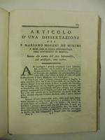 Articolo d'una dissertazione del P. Mariano Moreni de' Minimi... intorno alla natura dell'aria infiammabile cosi' artifiziale come nativa