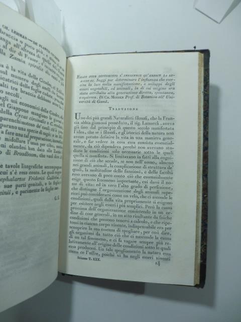 Saggi per determinare l'influenza che esercita la luce nelle manifestazioni e sviluppi degli esseri vegetabili e animali la cui origine era stata attribuita.. (Stralcio da: Nuovo giornale de' letterati. N. 81. 1835) - copertina