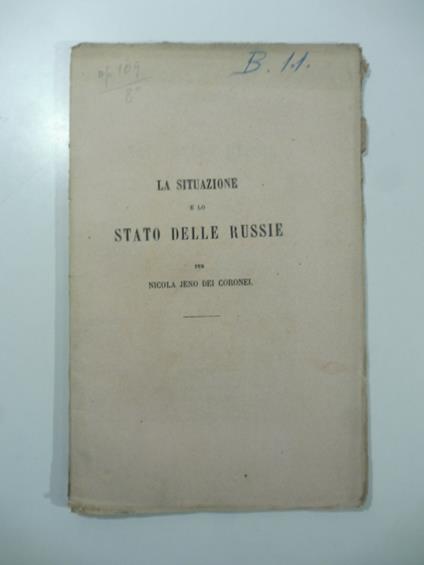 La situazione e lo stato delle Russie - copertina