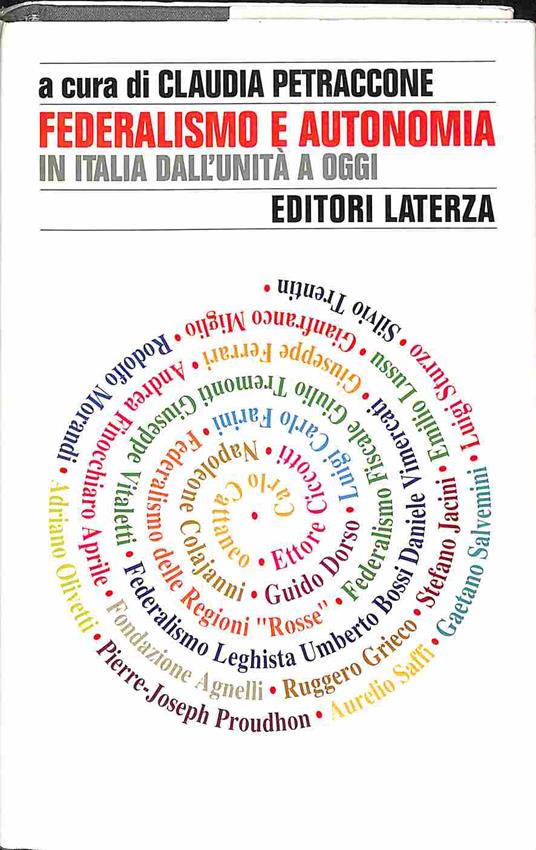 Federalismo e autonomia in Italia dall'unita' ad oggi - copertina