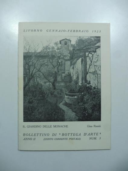 Bollettino di Bottega d'Arte, Livorno, num. 3, gennaio-febbraio 1923. Mostra personale del pittore Gino Romiti - copertina
