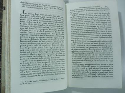 Sopra la circolazione dei liquidi nei vegetabili. Considerazioni del D. Pietro Savi...(Stralcio da: Nuovo giornale de' letterati. N. 58. 1831) - copertina