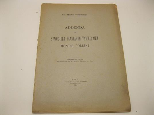 Addenda ad Synopsidem plantarum vascularium montis Pollini - copertina