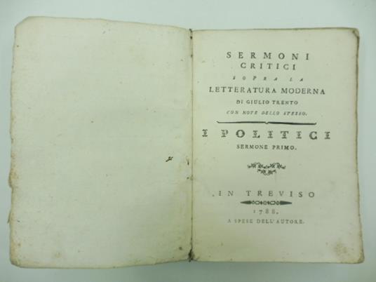 Sermoni critici sopra la letteratura moderna - copertina