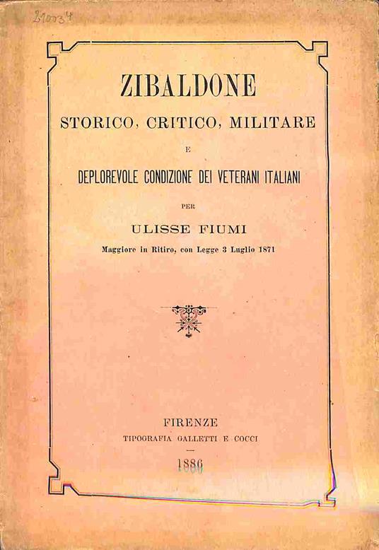 Zibaldone storico, critico, militare e deplorevole condizione dei veterani italiani - copertina