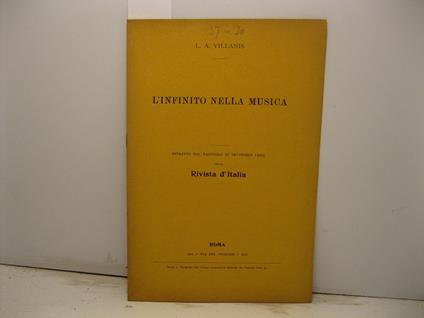 L' infinito nella musica. Estratto dal fascicolo di settembre 1905 della Rivista d'Italia - copertina