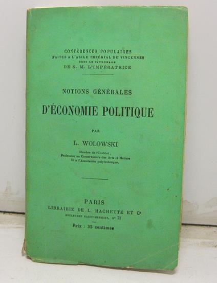 Notions generales d'economie politique - copertina