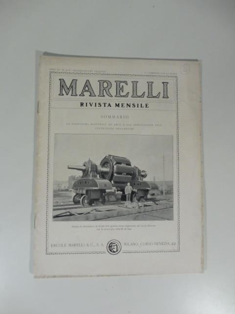 Marelli. Rivista mensile, num. 5-6, maggio-giugno 1934. La saldatura elettrica ad arco e sua applicazione alle costruzioni meccaniche - copertina