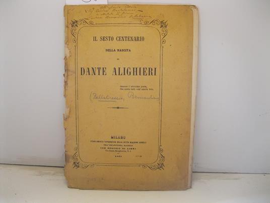 Il sesto centenario della nascita di Dante Alighieri - Bernardino Bellatreccia - copertina