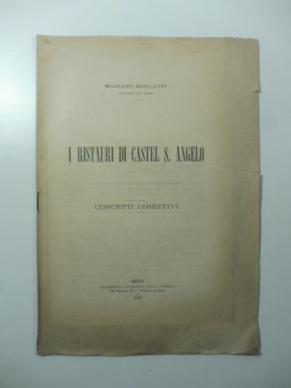 I restauri di Castel S. Angelo. Concetti direttivi - Mariano Borgatti - copertina