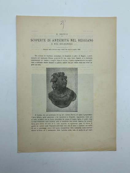 Scoperte di antichita' nel Reggiano e nel Bolognese - E. Brizio - copertina
