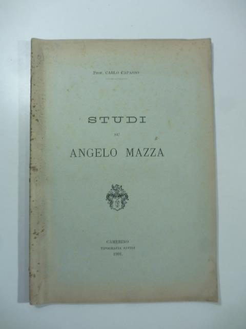 Studi su Angelo Mazza - Carlo Capasso - copertina
