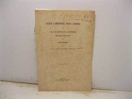 Calcare a amphistegina, strati a congeria e calcare di leitha dei monti livornesi. Nuove ricerche - Giovanni Capellini - copertina