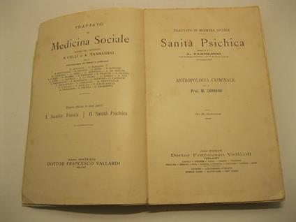 Antropologia criminale per il Prof. M. Carrara. Con 55 illustrazioni - Mario Carrara - copertina