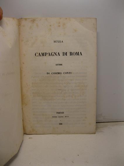 Sulla campagna di Roma. Lettere - Cosimo Conti - copertina