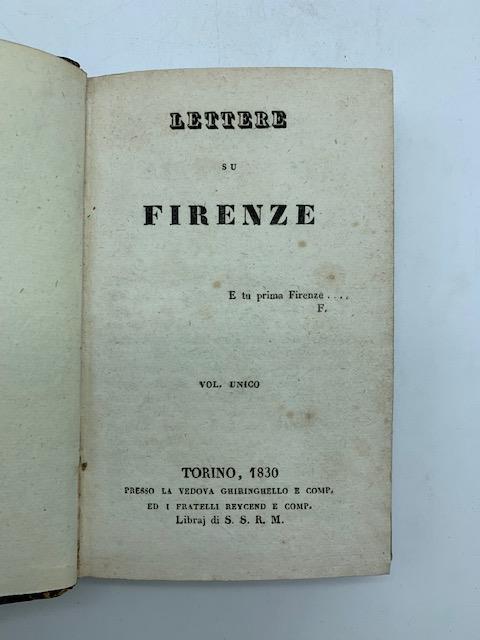 Lettere su Firenze - Tullio Dandolo - copertina