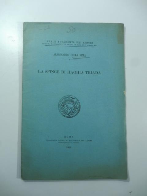 La sfinge di Haghia Triada - Alessandro Della Seta - copertina