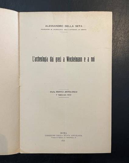 L' archeologia dai Greci a Winckelmann e a noi - Alessandro Della Seta - copertina