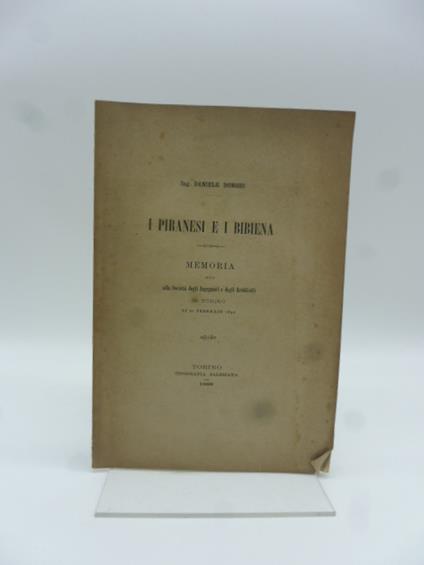 I Piranesi e i Bibiena. Memoria letta alla Societa' degli Ingegneri e degli Architetti in Torino - Daniele Donghi - copertina