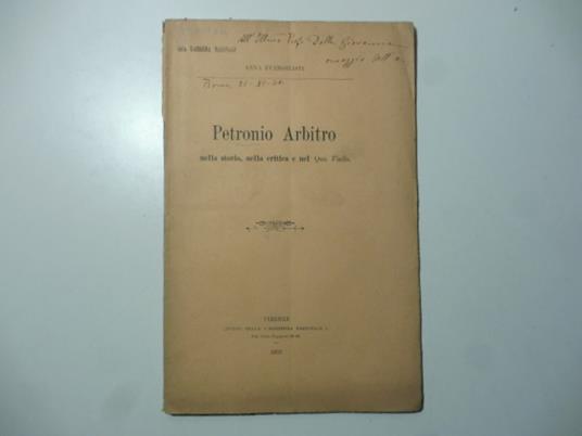 Petronio Arbitro nella storia, nella critica e nel Quo Vadis - Anna Evangelisti - copertina