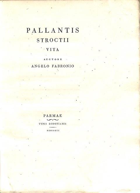 Pallantis Stroctii Vita - Angelo Fabroni - copertina