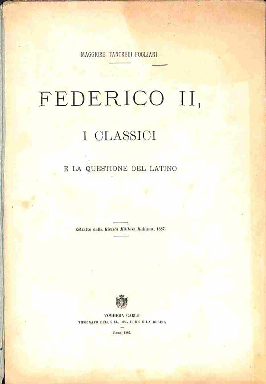 Federico II, i classici e la questione del latino - Tancredi Fogliani - copertina