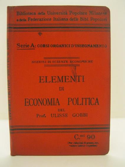 Elementi di economia politica - Ulisse Gobbi - copertina