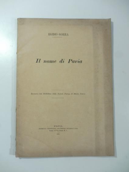 Il nome di Pavia - Egidio Gorra - copertina