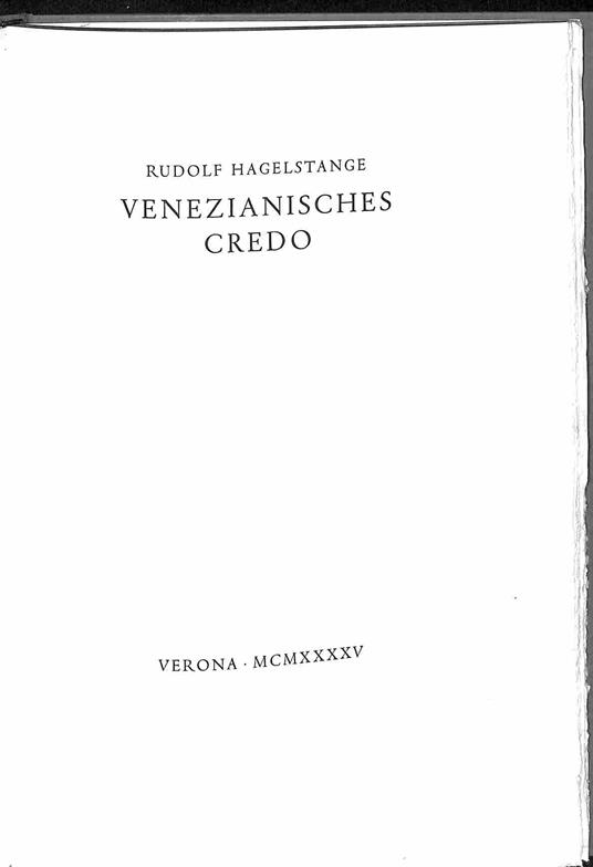 Venezianisches credo - Rudolf Hagelstange - copertina