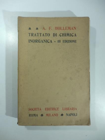 Trattato di chimica inorganica III edizione - A. F. Holleman - copertina