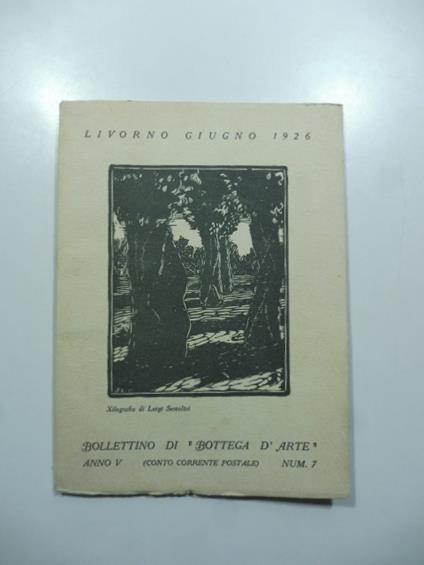 Bollettino di Bottega d'Arte, Livorno, num. 7, giugno 1926. Terza mostra artisti livornesi - Alfredo Jeri - copertina