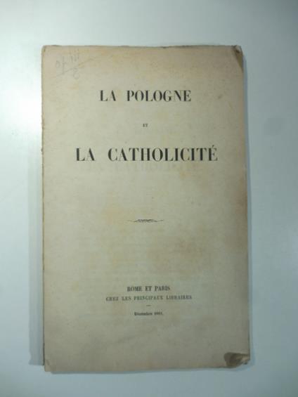 La Pologne et la Catholicite' - Henri Lasserre - copertina