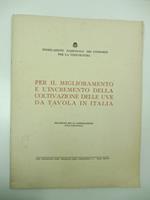 Per il miglioramento e l'incremento della coltivazione delle uve da tavola in Italia. Relazione per la corporazione vitivinicola