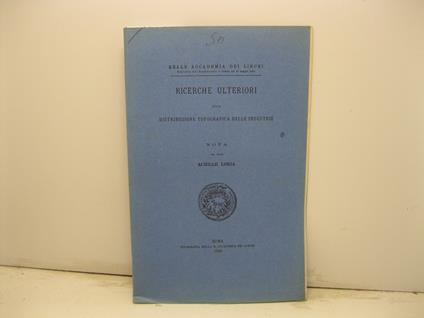 Ricerche ulteriori sulla distribuzione topografica delle industrie. Nota - Achille Loria - copertina