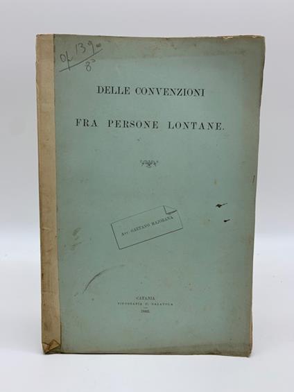 Delle convenzioni fra persone lontane - Gaetano Majorana - copertina