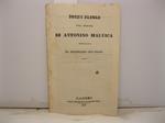 Pohe parole sulla sepoltura di Antonino Malvica dettate da Ferdinando suo figlio