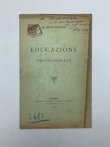 Educazione professionale - Emilio Marenco - copertina