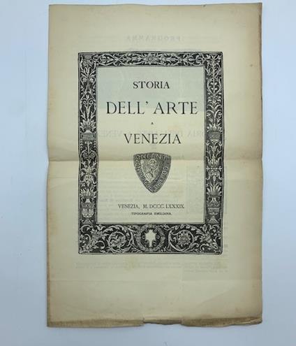 Storia dell'arte a Venezia (Raro specimen) - Ferdinando Ongania - copertina
