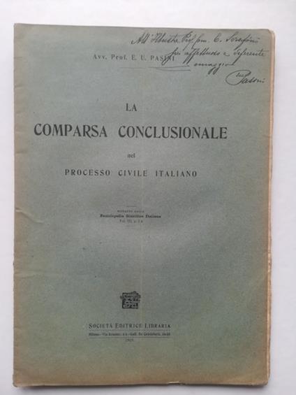 La comparsa conclusionale nel processo civile italiano - E. U. Pasini - copertina